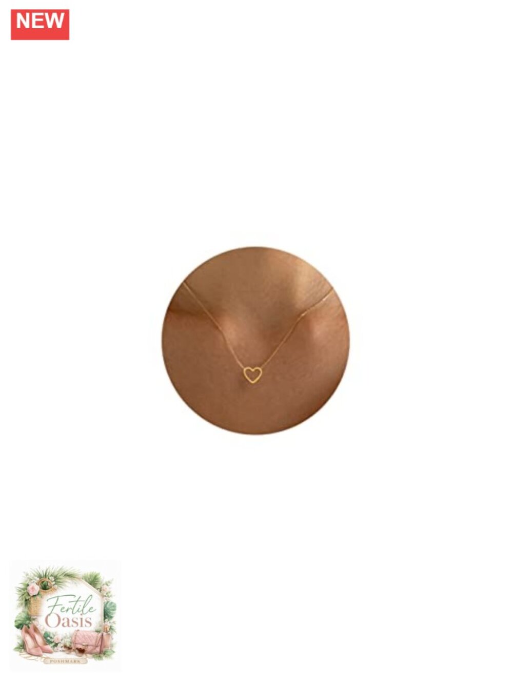 14K Gold Plated Tiny Heart Pendant Necklace 17in Adjustable Dainty Layering